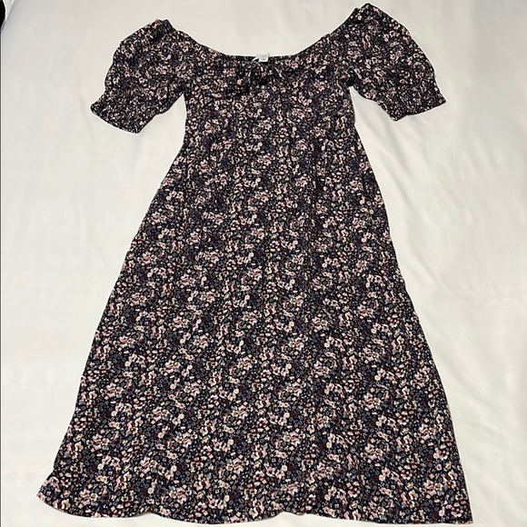 LA Threads Floral Print Off the Shoulder Midi Dress w/ Pockets - Picture 1 of 5